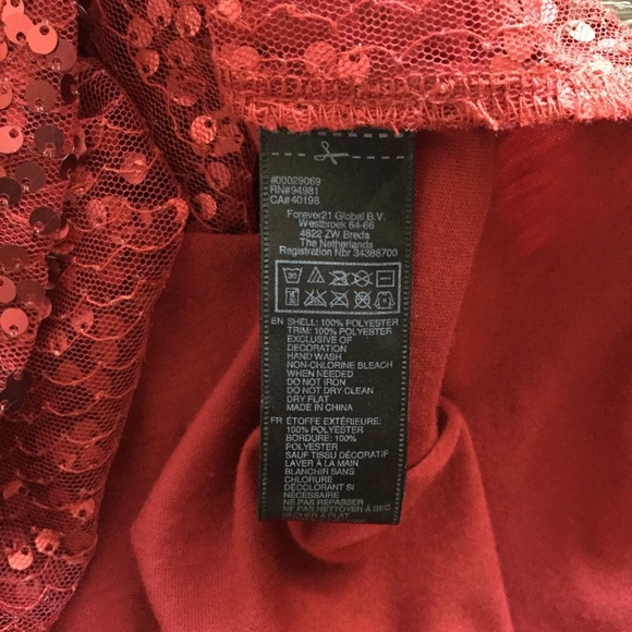 ❗️2 for $10❗️F21 Red Racerback Sequined Sheer Tank - Picture 6 of 6